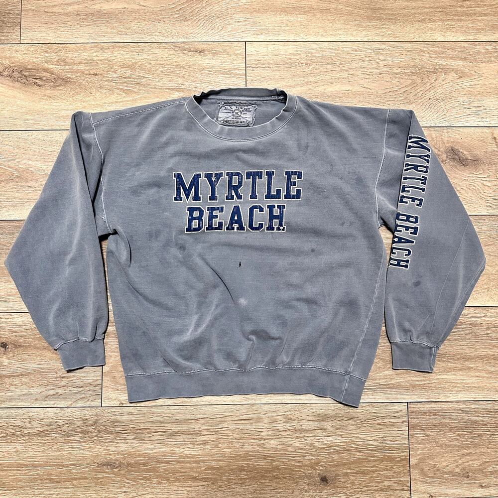 Oversized Thrashed Trashed Gray Large Myrtle Beach Sweater Pullover